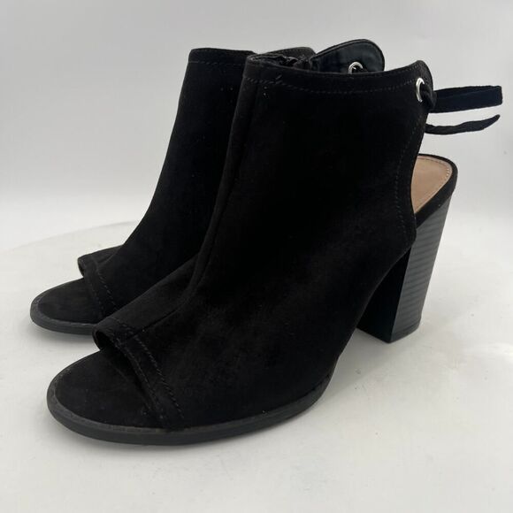 LC Lauren Conrad Sunflower Black Open Peep Toe Tie Back Sandal Booties Size 8M - Picture 3 of 13